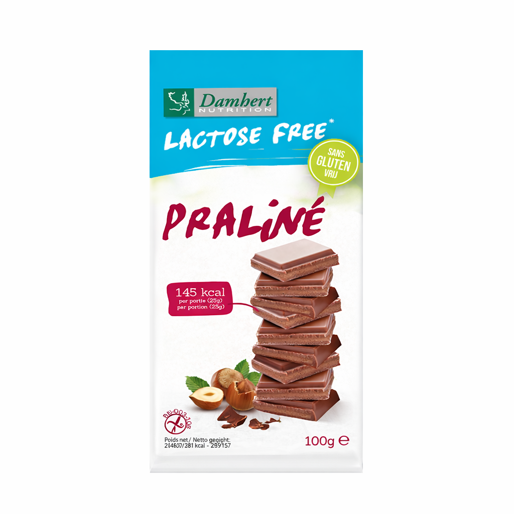 Damhert Lactose Free Chocolate with Hazelnut Filling 100g