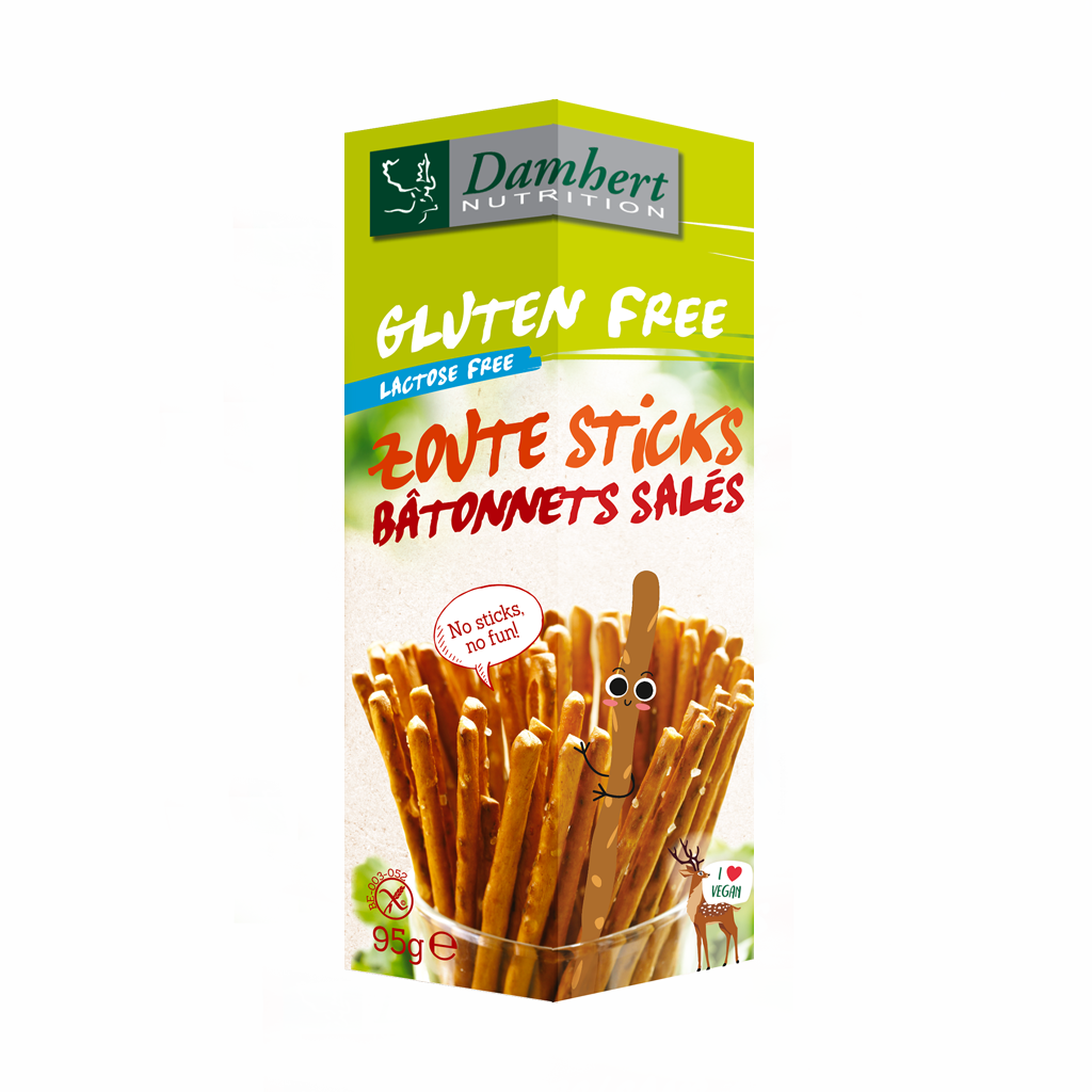 Damhert Gluten Free Salty sticks Lactose Free 95g