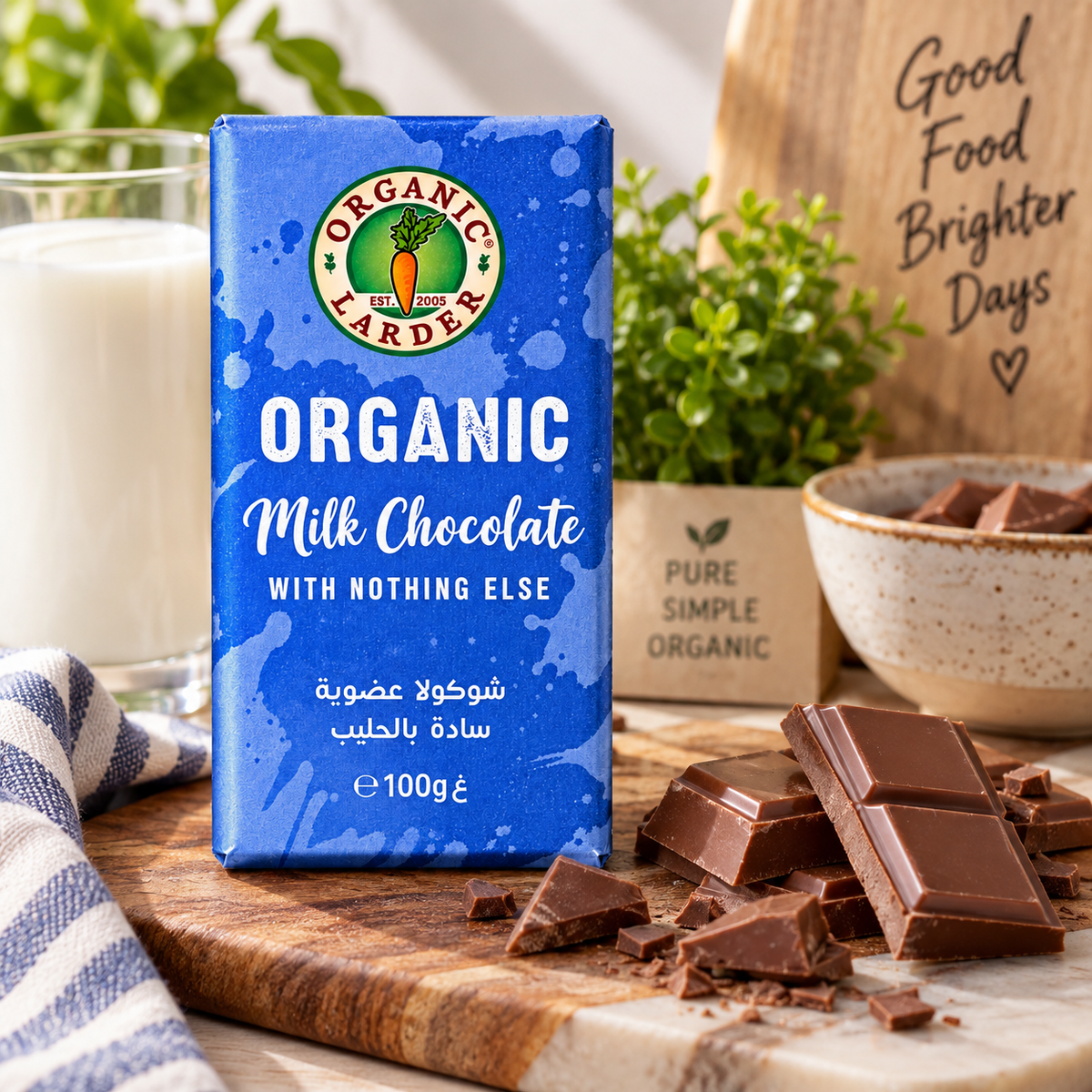 Organic Larder Chocolate Milk Plain100g