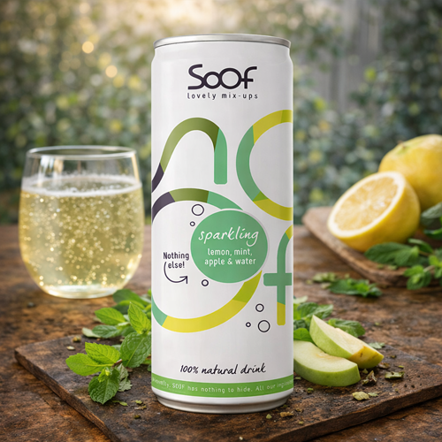 Soof Sparkling Drink Lemon, Mint, Apple and Water 250ml