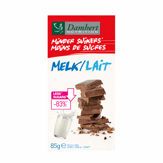 Damhert Less Sugars Chocolate Tablet Milk 85g