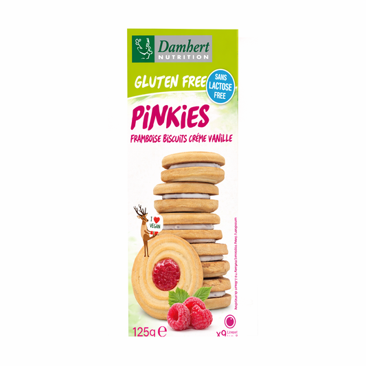 Damhert Gluten Free Pinkies Framboise Biscuits with Vanilla Cream 125g