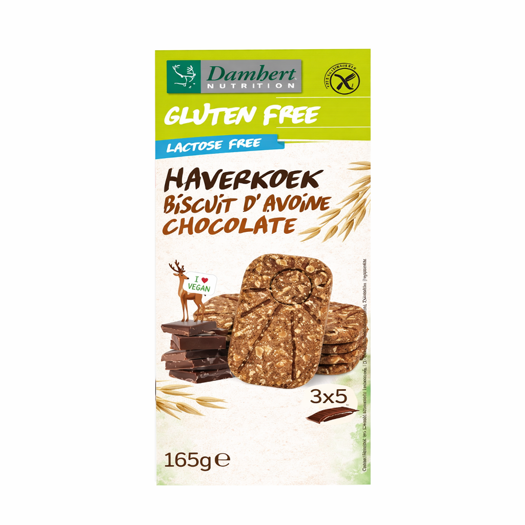 Damhert Gluten Free Oat Biscuit Chocolate 165g