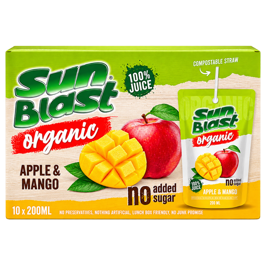 Sunblast Organic Apple Mango Juice 10X200ml