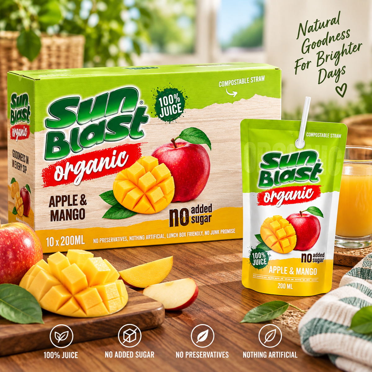 Sunblast Organic Apple Mango Juice 10X200ml