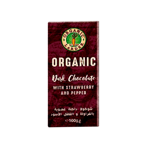 Organic Larder Dark with Strawberry & Pepper 100g
