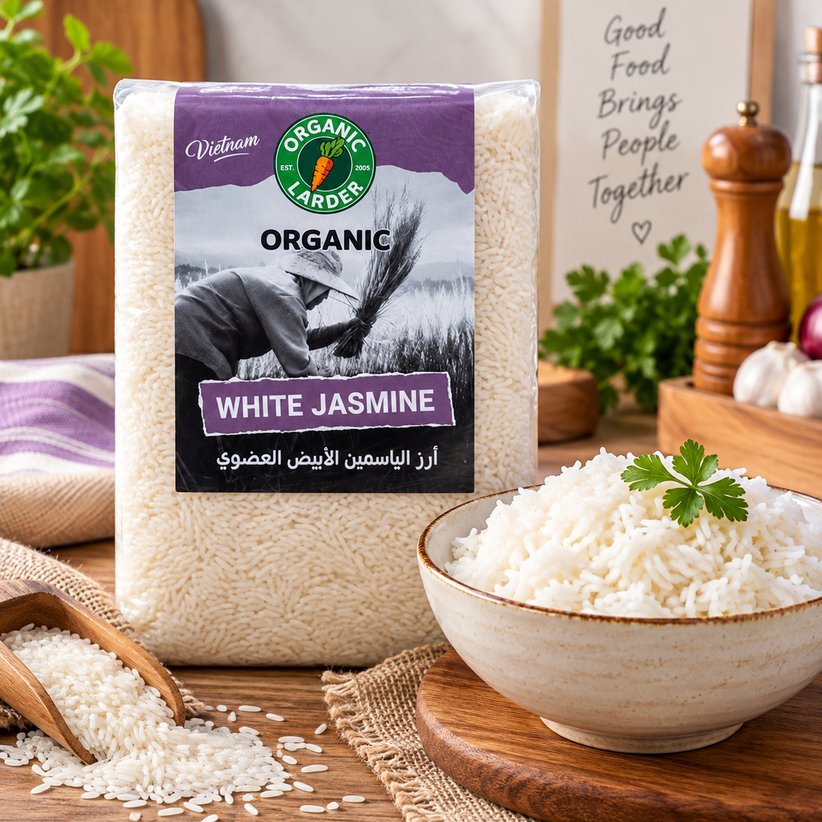 Organic Larder Jasmine White Rice 1kg