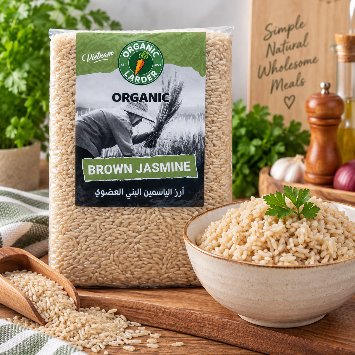 Organic Larder Jasmine Brown Rice 1kg