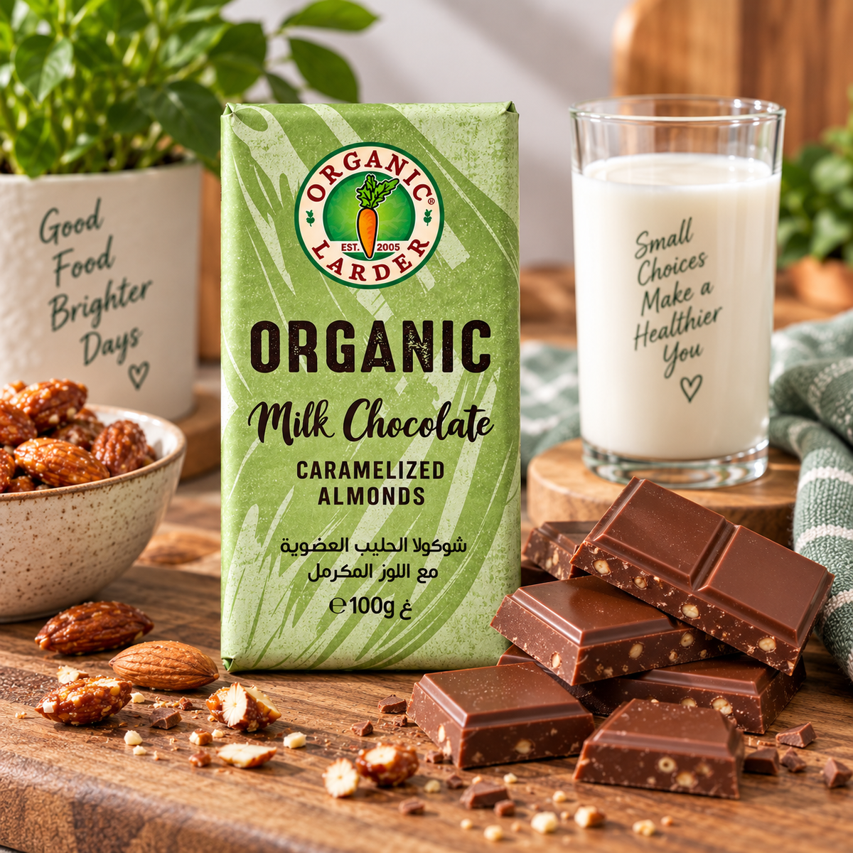 Organic Larder Chocolate Milk Caramelized Almonds 100g