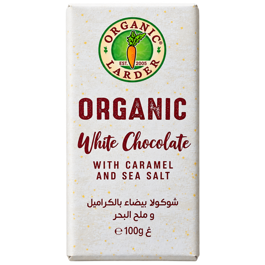 Organic Larder Chocolate White Caramel & Sea Salt 100g