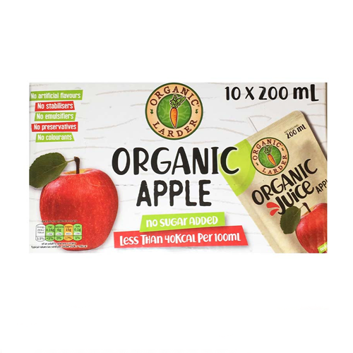Organic Larder Apple Juice 75% 10x200ml