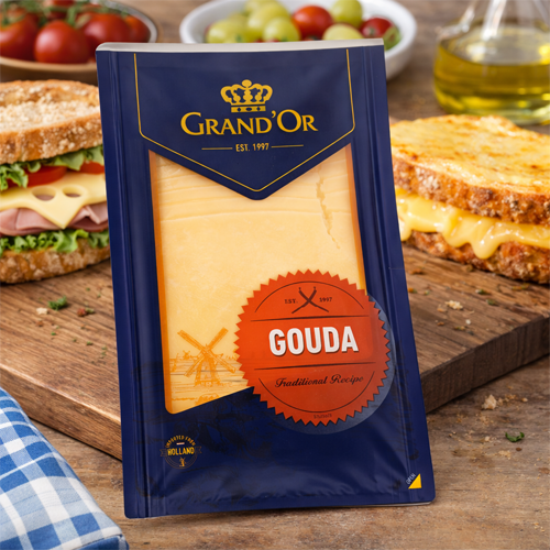 Grand Or Gouda cheese 48% 8 slices Young 160g