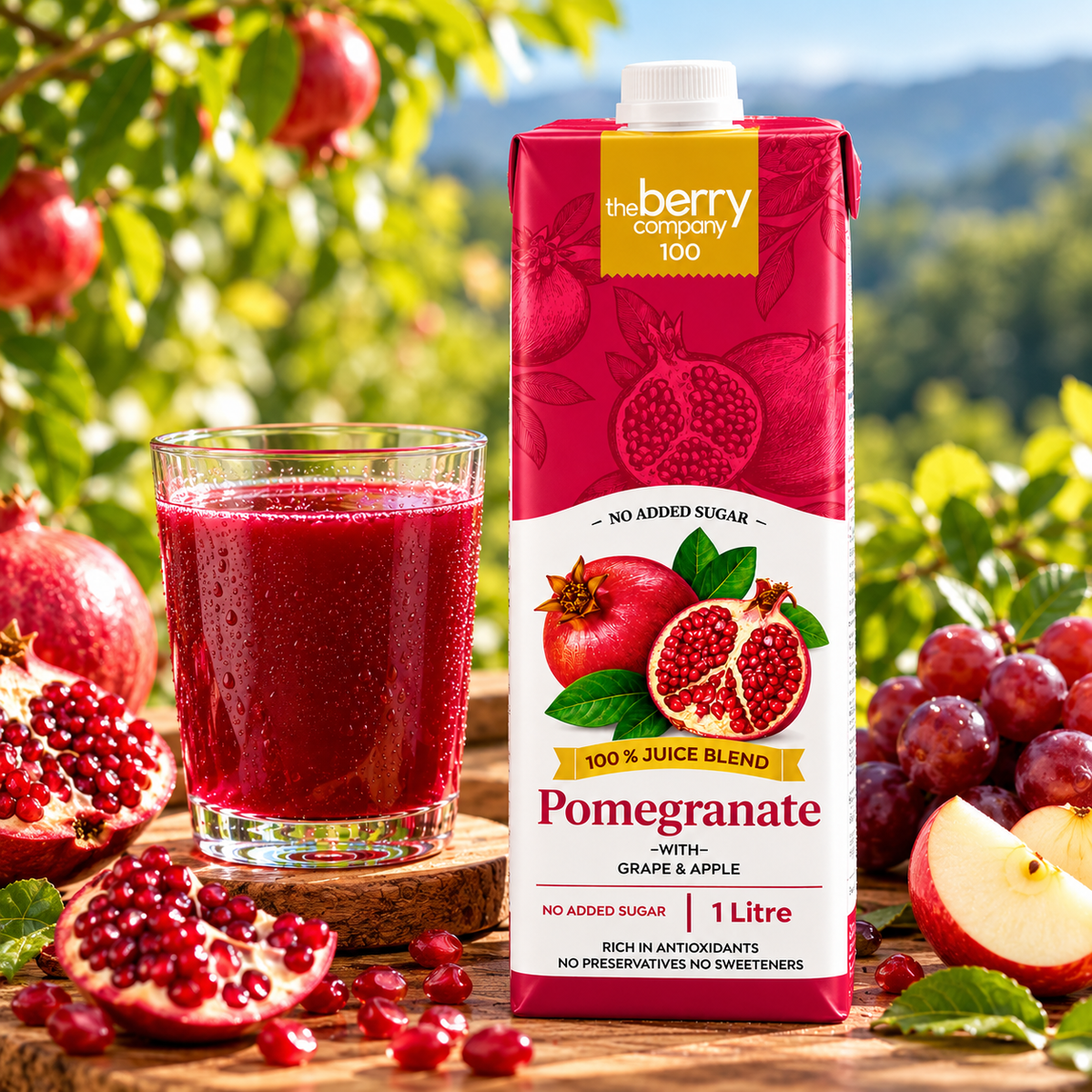 The Berry Company Pomegranate 100% Juice Blend with Grape & Apple 1L
